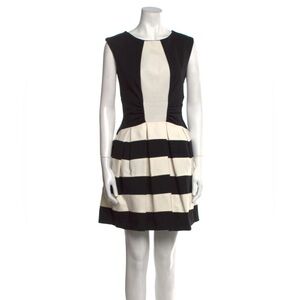 Eva Franco Scoop Neck Black and Cream Mini Dress